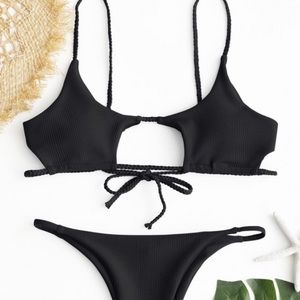 Black cut out two piece bikini